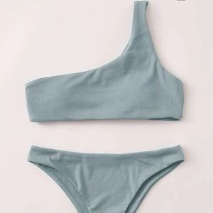 SHEIN rib one shoulder bikini